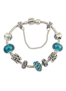 Blue chaîne déco perles bracelet Bracelet Charm Bracelet féminin