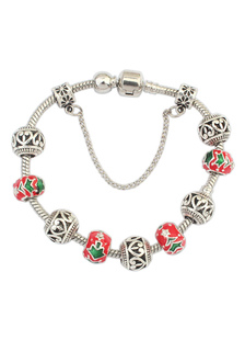 Noël charme Bracelet rouge perles Bracelet Gourmette chaîne déco féminin