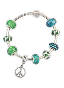 Vert Charm Bracelet strass perles Bracelet Gourmette femme avec pendentif