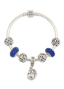 Blue strass Bracelet Perles Bracelet Charm Bracelet féminin avec pendentif