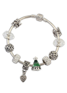 Noël charme Bracelet blanc perles Bracelet jonc strass arbre féminin