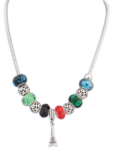 Charme collier femmes multicolore de perles collier Tour Eiffel