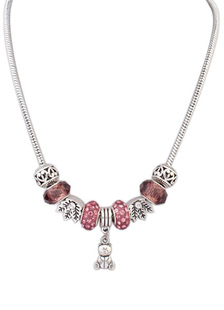 Colliers de perles pendentif ours violet charme collier féminin