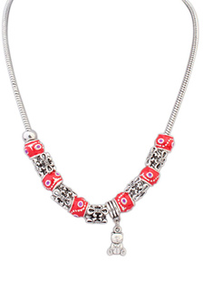 Ours perles pendentif colliers charme rouge collier féminin