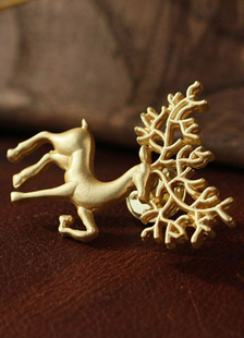 Broche de forme broche en or en alliage Noël cerfs féminin