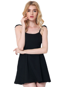 Skater blanc robe bretelles sans manches dos nu évasé pour femmes