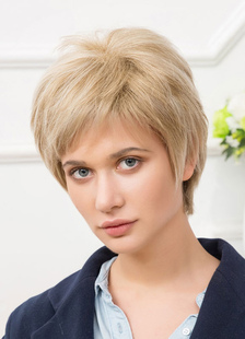 Blonde cheveux perruques femmes perruques cheveux courts en couches