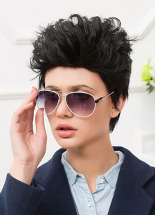 Perruques de cheveux humains debout en couches bouclés perruques noir court féminin