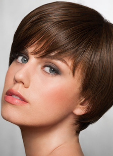 Bob féminin perruques perruques brun noir droite couches synthétiques cheveux courts avec frange