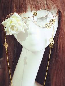 Gothic Lolita lunettes Steampunk Vintage Fleur Rose rouge Gear chaînes accessoires de costumes de Lo