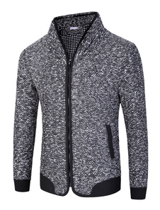Veste d’hiver noir Stand col manches longues Slim Fit coton veste