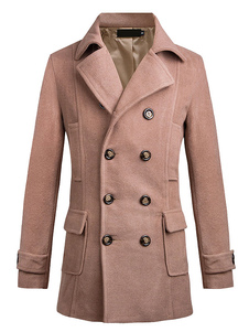 Caban Light Tan Turndown Collar manches longues Double Breasted coton manteau hommes d’hiver