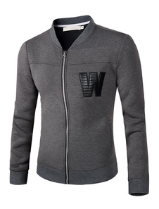 Stand collier manches longues Zip veste d’hiver noir masculin Up Slim Fit coton Jacket