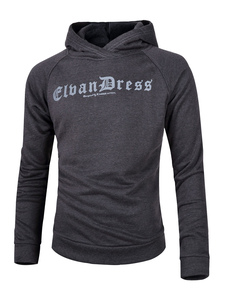 Manches longues Sweat à capuche gris hommes imprimé hiver Pullover Hoodie