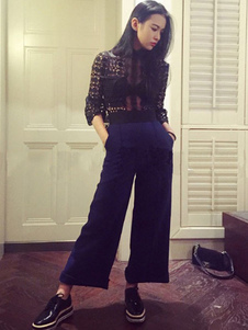 Jumpsuit Boho féminin deux tons col rond Half Sleeve découpé la jambe droite Jumpsuit