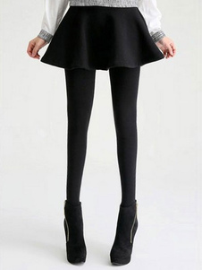 Jupe noire caleçons molleton doublé taille élastique Flare Skinny legging féminin