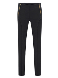 Skinny Black pantalons Zip déco serré pantalons décontractés taille haute élastique féminin