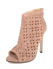 Peep Toe sandales bottes à talons hauts Suede Découpez de sandales pour femmes