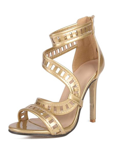 Robe sandales à talons hauts femmes découper Open Toe sandales or