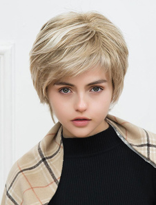 Cheveu court perruques perruques féminines coupe Pixie Capless couches droites