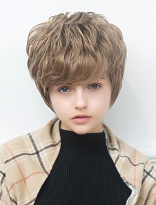 Human Hair Frisés perruques perruques de cheveux courte vague naturelle féminine avec frange côté