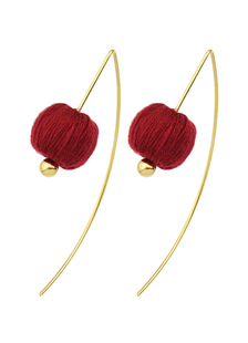 Alloy boucle d’oreille de boucles d’oreilles goutte rouge Chic femmes avec pompons