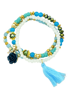 Bracelet extensible perles 3 rangs Bracelet des femmes à pampille