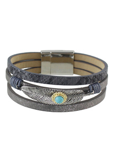 Bracelet Bracelet simili cuir plume femmes bijoux Bracelet manchette