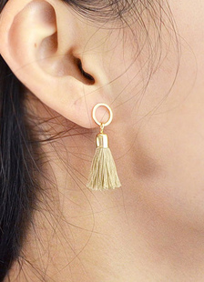 Tassel kaki boucles d’oreilles or cercle Fringe boucle d’oreille