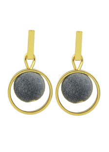 Gris Pom Poms Hoop boucle d’oreille