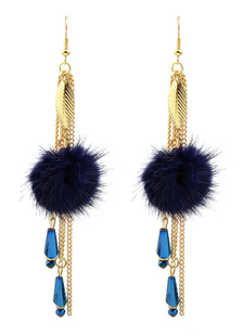 Chaîne Fringe boucles d’oreilles bijoux boucle d’oreille avec pompons noir