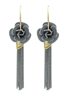 Chaîne de Fringe, boucles d’oreilles en fleur gris percé Dangle Earrings