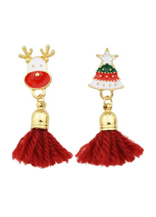 Modèle de Noël frange rouge Boucles d’oreilles percées boucle d’oreille