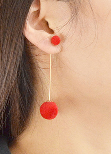 Alliage de boucles d’oreilles goutte rouge percé Pom Poms boucle d’oreille