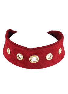 Avec oeillets, les tours de cou court rouge daim Choker Necklace féminin