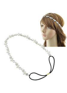 Accessoires pour cheveux fleur de cristal argent casque féminin