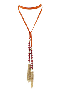 Écharpe tour de cou collier rouge couches Tassel Long collier féminin de perles