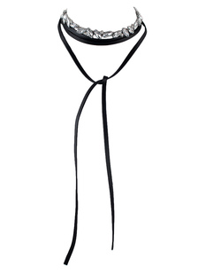 En cuir Collier Collier argent cristal féminines en couches Wrap Choker