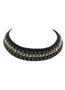 Collier court tour de cou noir collier chaîne perler féminines