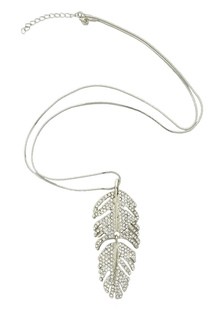 Collier pendentif feuille Long collier féminin en argent