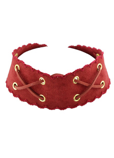 Collier large tour de cou velours côtelé Criss féminin rouge Cross collier court