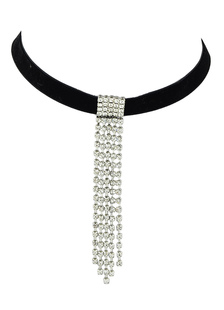 Chaîne tour de cou noir collier féminin glands Suede collier court