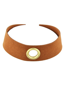 Tour de cou large collier métal détail marron tour de cou en velours côtelé