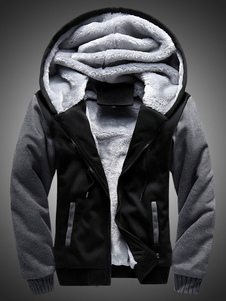 Capuche masculine noire doublée contraste couleur Zip Up Hooded Jacket