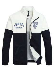 Veste manches longues Zip blanc hommes lettres imprimées veste légère