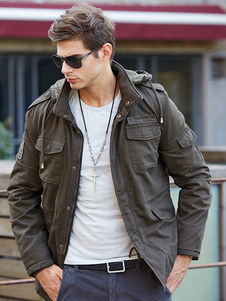 Veste militaire cordon hommes capuche veste doublée Cargo