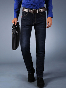 Skinny Leg Bleu Denim Jeans hommes Slim Fit pantalons décontractés