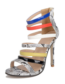 Robe sandales à talons hauts multicolore serpent femmes imprimé sandales talon aiguille