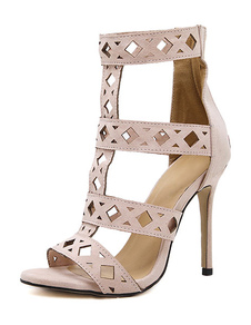 Daim Gladiator sandales à talons hauts nue découper tirette talon aiguille sandales