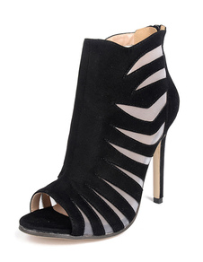 Sandale noir bottes bottillons de Sandal féminin haut talon Peep Toe talon aiguille